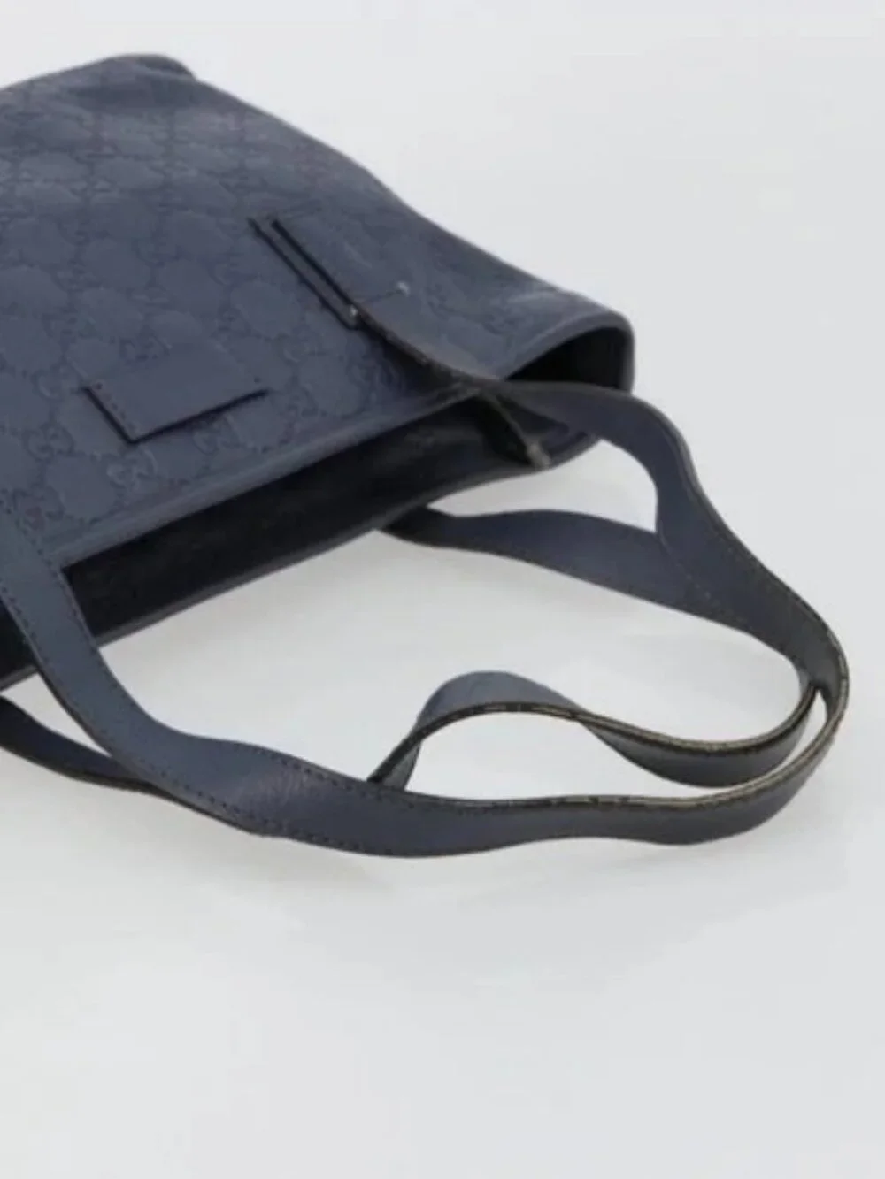 GUCCI GG Canvas Guccissima Tote Bag Leather Navy Gold 211138 Auth 180831